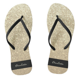 Chinelos Luxury Sparkle Dourado Glitter Name