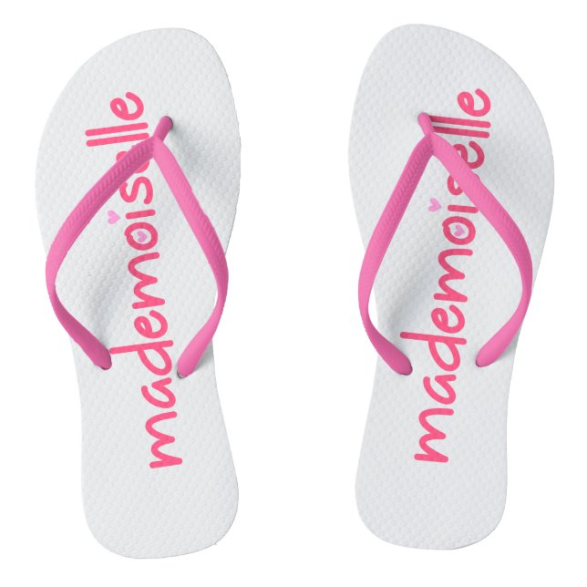 Chinelos Mademoiselle Fun Typografia Flipflops Francês (Pé da cama)