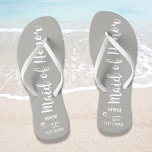 Chinelos Maid of Honor Wedding Favor Name Monogram Grey<br><div class="desc">Surprise your Maid of Honor with these fun flip flops - personalize with her name or monogram and your wedding date. The background color can easily be changed to match the wedding colors. Makes a perfect bridal party favor - something she can wear during the wedding or on the dance...</div>