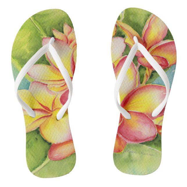 Chinelos Malorie Arisumi plumeria aquarela (Pé da cama)