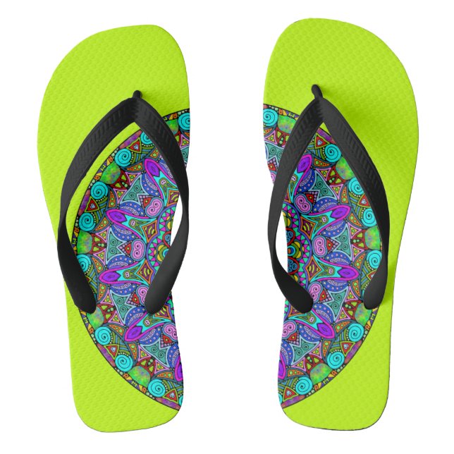 Chinelos Manipular a pintura Mandala Relógio Face 4 (Pé da cama)