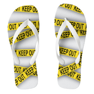 Chinelos Mantenha-se afastado não atravesse a fita da políc