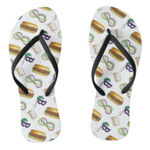 Chinelos Mardi Gras NOLA New Orleans Máscara Miçanga Beigne