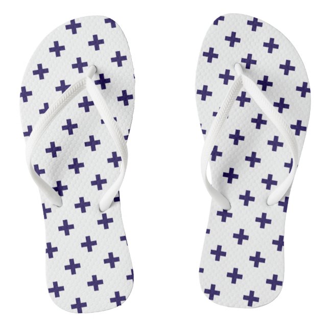 Chinelos Marinho azul polka cruza em branco (Pé da cama)