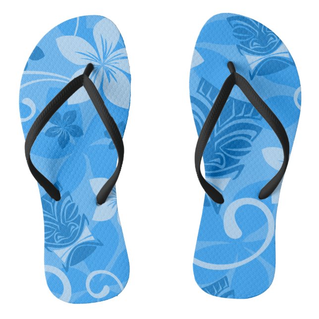 Chinelos Máscaras de Tiki Tropical Azul Havaiano (Pé da cama)