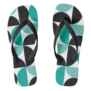Chinelos Médio Século moderno preto branco e menta