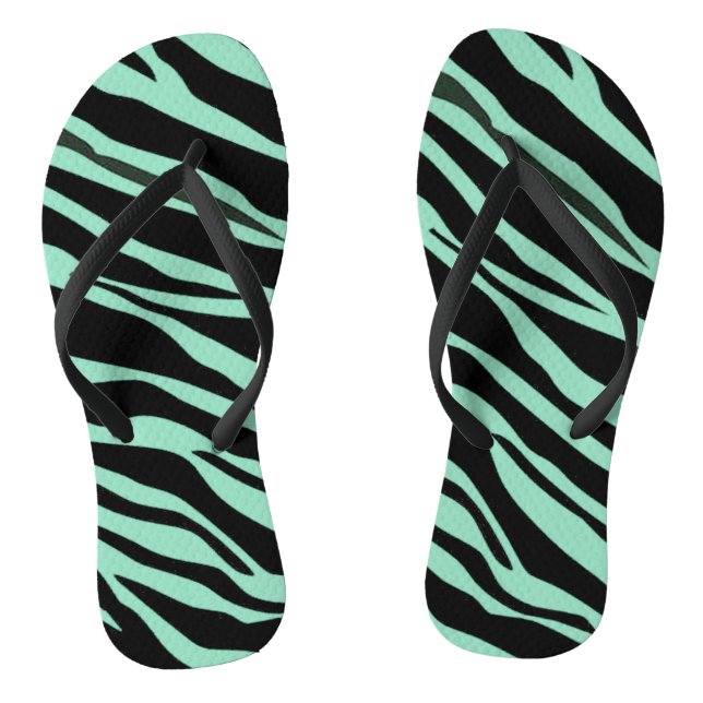 Chinelos Mint Green Zebra Striped (Pé da cama)