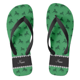 Chinelos Modelo de cavalo verde de nome personalizado