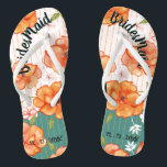 Chinelos Modern Vintage Floral Bridesmaid Wedding Favor<br><div class="desc">Rosas laranja deliciosos,  acompanhados de Flores Rosa e Brancas em uma Trellis de Fio de Ouro.</div>