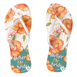 Chinelos Modern Vintage Floral Rosas Laranja   Favor de Cas