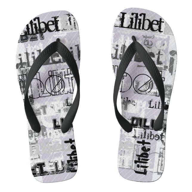 Chinelos Modern Wordcloud Boys NAME Personalizado (Pé da cama)