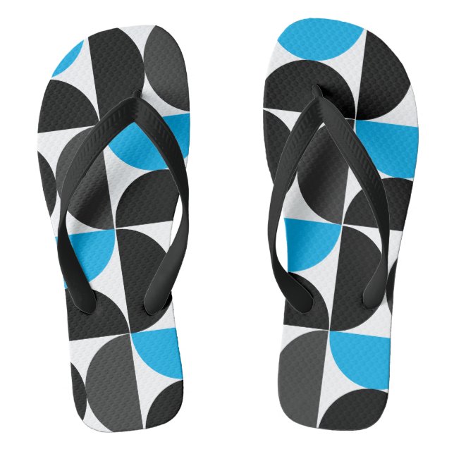 Chinelos Moderno de Meados do Século Preto Azul e Cinza (Pé da cama)