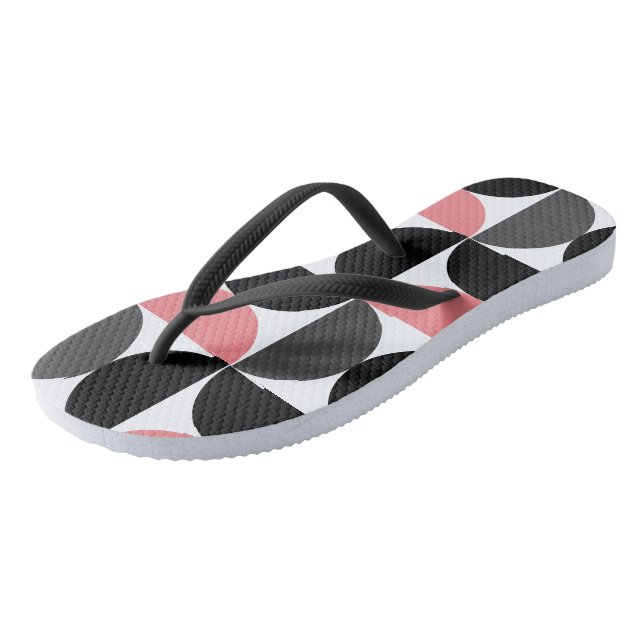 Chinelos Moderno de Meados do Século Rosa Preto e Branco (Inclinado)
