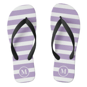 Chinelos Monograma clássico Roxo lilado e tiras brancas F