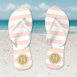 Chinelos Monograma das tiras de pré-disquete Douradas e cor<br><div class="desc">sandálias de flutuação de sacudir impressas personalizadas com um padrão de stripe náutica de pré-disquete e seu monograma personalizado ou outro texto em um quadro circular. Clique em Personalizar para alterar as fontes e cores do texto ou adicionar suas próprias imagens para criar uma única design!</div>