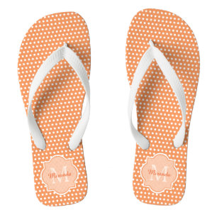 Chinelos Monograma De Bolinhas Laranja Sassy Com Nome