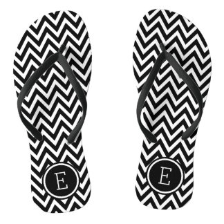 Chinelos Monograma de Chevron Preto e Branco