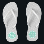 Chinelos Monograma de cinzas e Pontos Minúsculos de Aqua<br><div class="desc">sandálias de flutuação de sacudir impressas personalizadas com um padrão de bolinhas giro e um monograma personalizado ou outro texto em círculo. Clique em Personalizar para alterar as fontes e cores do texto ou adicionar suas próprias imagens para criar uma única design!</div>