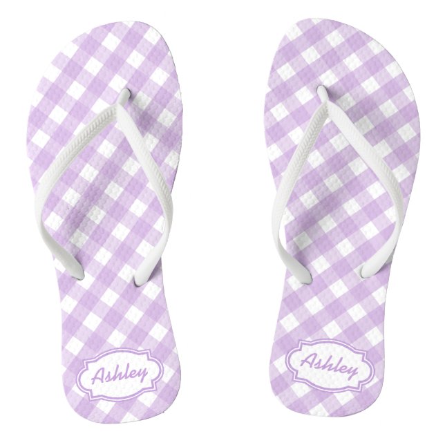 Chinelos Monograma de Gingham Roxo (Pé da cama)