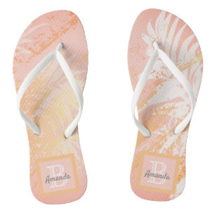 Chinelos Monograma de palmeiras cor-de-rosa