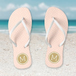 Chinelos Monograma de pontos finos, cor-de-rosa e Dourados<br><div class="desc">sandálias de flutuação de sacudir impressas personalizadas com um padrão de bolinhas giro e um monograma personalizado ou outro texto em círculo. Clique em Personalizar para alterar as fontes e cores do texto ou adicionar suas próprias imagens para criar uma única design!</div>