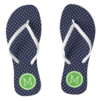 Chinelos Monograma de pontos minúsculos marinhos e verdes