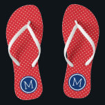 Chinelos Monograma de Pontos Pequenos Brancos Vermelhos e A<br><div class="desc">sandálias de flutuação de sacudir impressas personalizadas com um padrão de bolinhas giro e um monograma personalizado ou outro texto em círculo. Clique em Personalizar para alterar as fontes e cores do texto ou adicionar suas próprias imagens para criar uma única design!</div>
