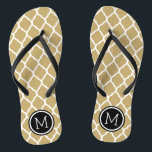 Chinelos Monograma do Quatrefoil de Marrocos Dourado e pret<br><div class="desc">sandálias de flutuação de sacudir impressas personalizadas com um padrão quatrefoil marroquino na moda e seu monograma personalizado ou outro texto em um quadro circular. Clique em Personalizar para alterar as fontes e cores do texto ou adicionar suas próprias imagens para criar uma única design!</div>