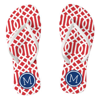 Chinelos Monograma do Red White e do Blue Trellis