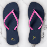 Chinelos Monograma Elegante minimalista Marinho azul Dourad<br><div class="desc">Os Chinelos de Na moda Azul Dourado,  Marinho Moderno e Minimalista,  personalizados e elegantes,  são uma adição luxuosa e sofisticada ao seu roupa de praia.</div>