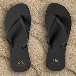 Chinelos Monograma Elegante Mínimo, Na moda Dourado Preto<br><div class="desc">Os Chinelos de Na moda Dourado,   preto,  monograma minimalista e personalizado são uma adição luxuosa e sofisticada ao seu roupa de praia.</div>