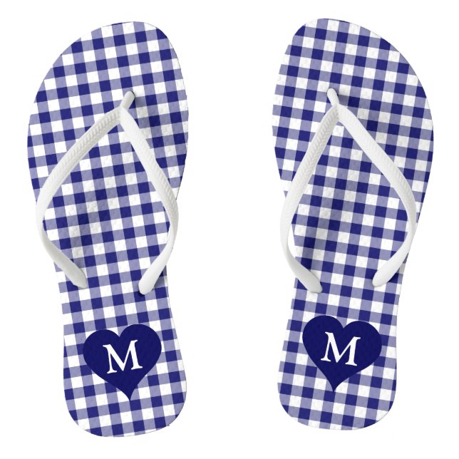 Chinelos Monograma Moderna Xadrez Azul (Pé da cama)