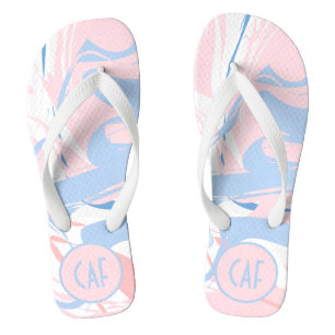 Chinelos Monograma Rosa Branco Azul Redemoinho Abs