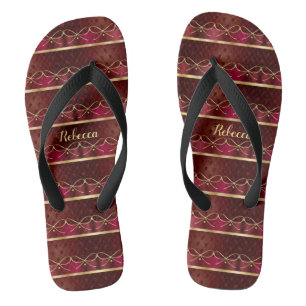 Chinelos Monograma Vintage Cor Burgundy Decoração Luxo Dour