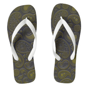 Chinelos Motivo de paisley amarelo Umber queimado