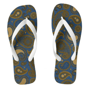 Chinelos motivo Paisley de jeans azul