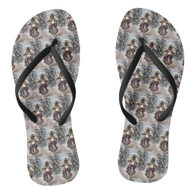 Chinelos Natal De Motocicleta No Havanês (Pé da cama)