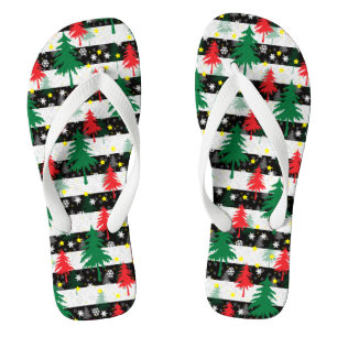 Chinelos Neve Negra Branca Neves Árvores Verdes Vermelhas