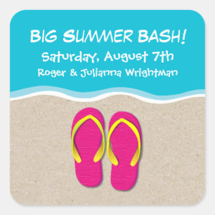 Chinelos no adesivo do Beach Party