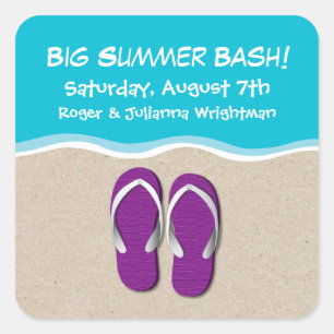 Chinelos no adesivo do Beach Party