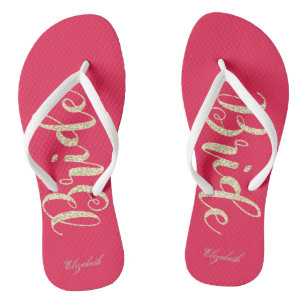 Chinelos Noiva Brilhante Dourada Fofa - Personalizada