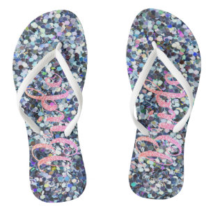 Chinelos Noiva Brilhante Fofa, Roxa - Personalizada