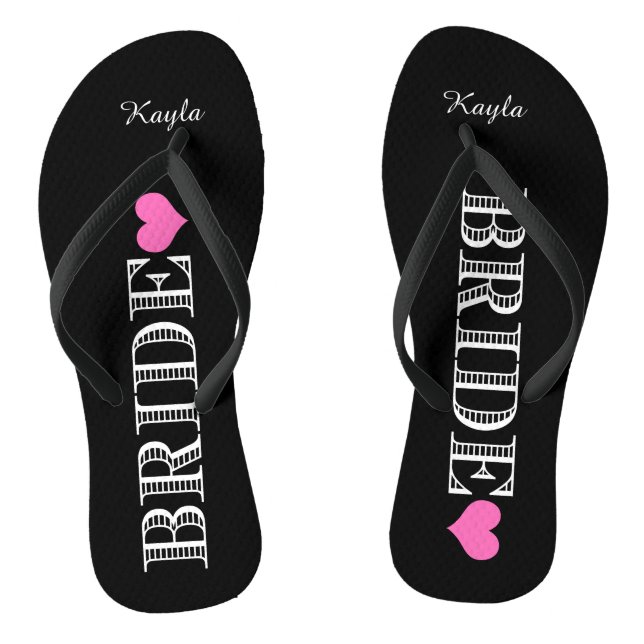 Chinelos Noiva Coração Preto/Rosa (Pé da cama)