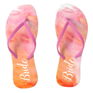 Chinelos Noiva de Pink e Laranja Aquarela