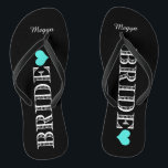 Chinelos Noiva do Coração Negro/Aqua<br><div class="desc">Diversão,  chinelos de casamento personalizados</div>