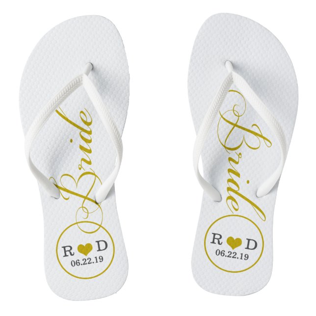 Chinelos Noiva Personalizada (dourado) (Pé da cama)