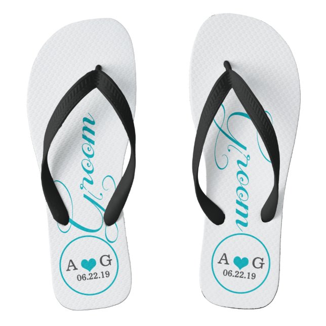 Chinelos Noivo Personalizado (azul) (Pé da cama)