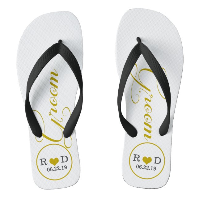 Chinelos Noivo Personalizado (dourado) (Pé da cama)
