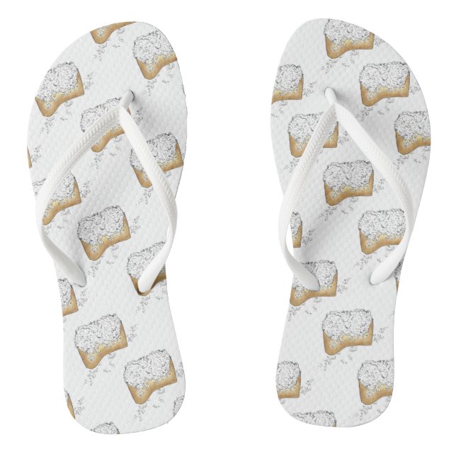 Chinelos NOLA New Orleans, LA Beignet Sugary Paery Foodie (Pé da cama)