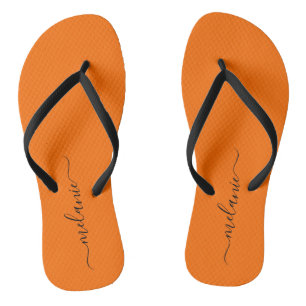 Chinelos Nome de Script Personalizado Laranja do Sunburst M